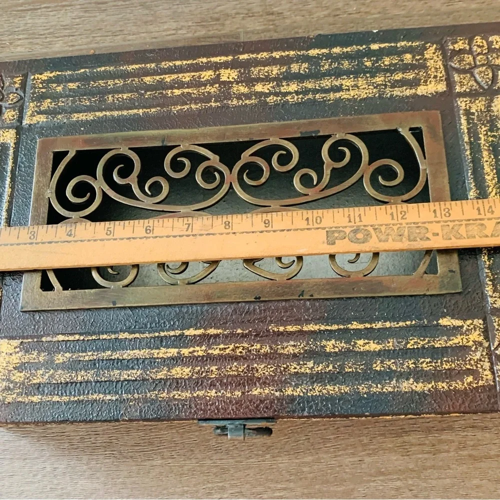 Wooden Jewelry Box with Metal ornaments